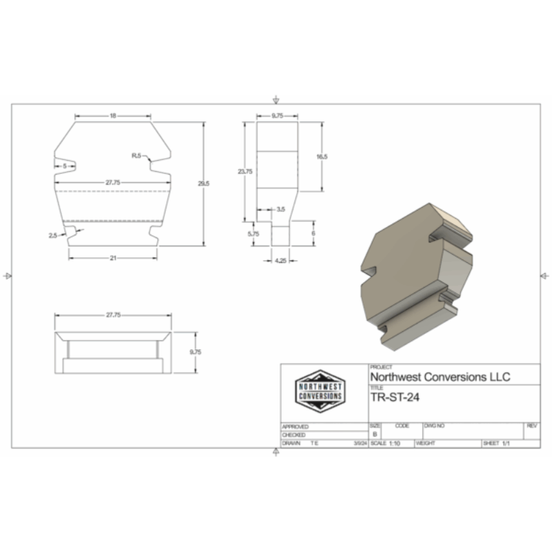 NW Conversions  24 Gallon Ford Transit Spare Tire Tank (TR-ST-24)